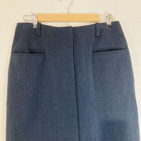Ellen Tracy Linda Allard 100% Wool Pencil Skirt Black Front Slit, Buttons Sz 10 - Picture 3 of 10